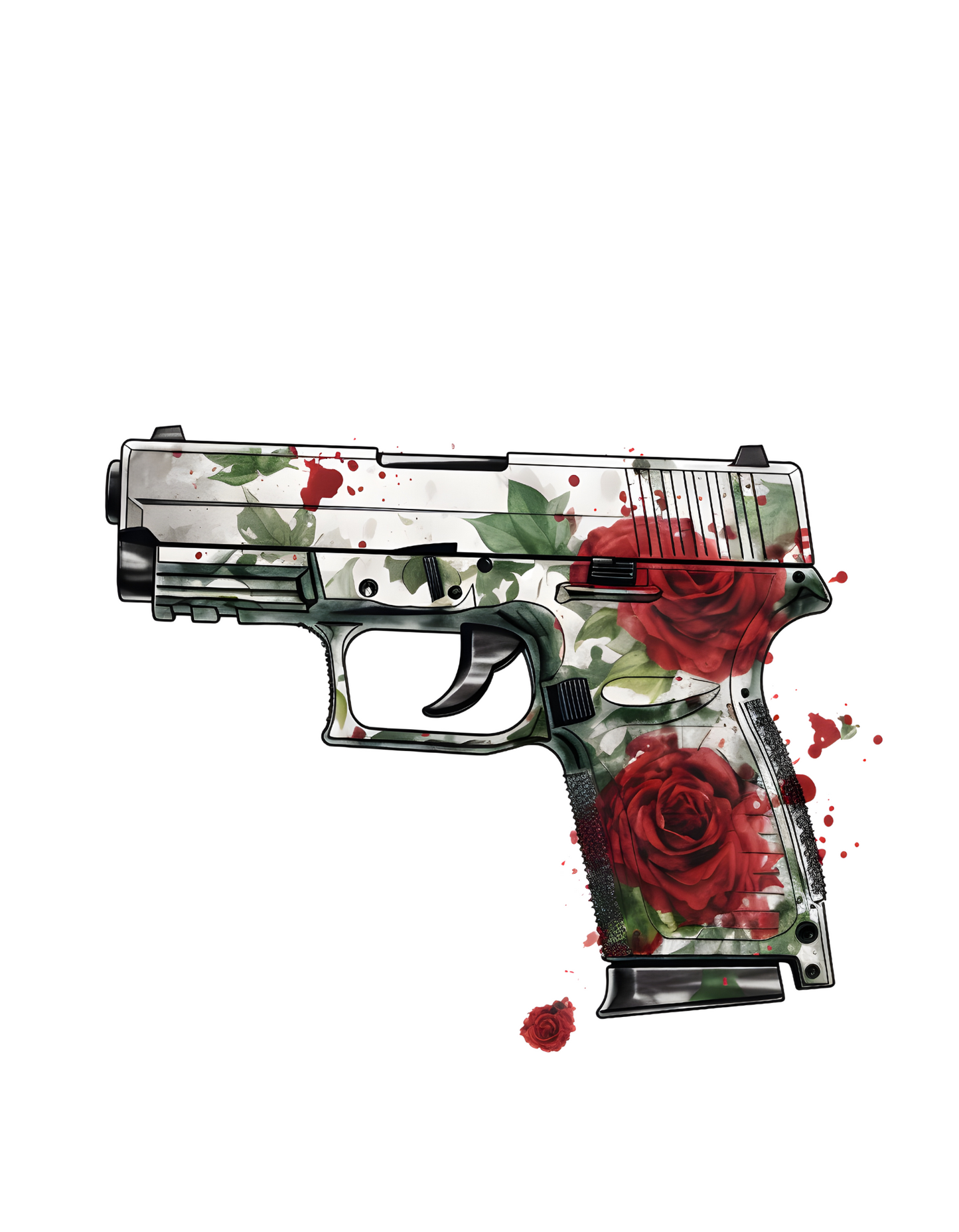 !Red and OD Flowers (mens) (holstered gun)